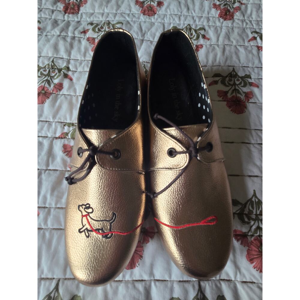 LOLY IN THE SKY Coquette Copper Pebble Vintage Style Round Toe Loafers Size 9
